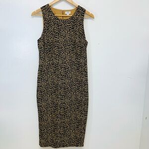 J Crew Dress Size 2‎ Leopard Print  Empire Pencil Midi  Career Casual Office
